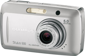 Olympus' Stylus 500 digital camera. Courtesy of Olympus, with modifications by Michael R. Tomkins. Click for a bigger picture!