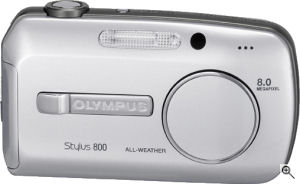 Olympus' Stylus 800 digital camera. Courtesy of Olympus, with modifications by Michael R. Tomkins. Click for a bigger picture!