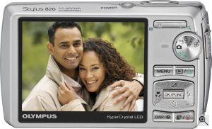 Olympus' Stylus 820 digital camera. Courtesy of Olympus, with modifications by Michael R. Tomkins. Click for a bigger picture!
