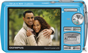 Olympus' Stylus 820 digital camera. Courtesy of Olympus, with modifications by Michael R. Tomkins. Click for a bigger picture!