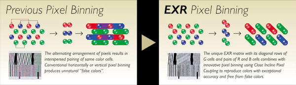 Gaps between adjacent pixels of the same color are reduced. Courtesy of Fujifilm, with modifications by Michael R. Tomkins. Click for a bigger picture!