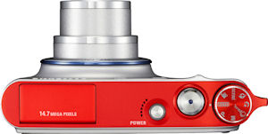 Samsung's TL34HD digital camera. Courtesy of Samsung, with modifications by Michael R. Tomkins. Click for a bigger picture!