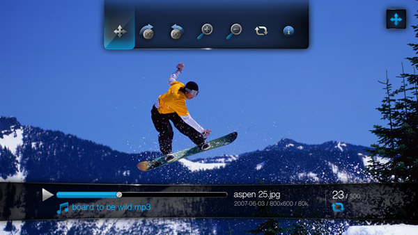 Screenshot of Western Digital's TV HD Media Player in use. Courtesy of Western Digital, with modifications by Michael R. Tomkins. Click for a bigger picture!