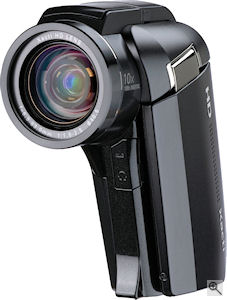 Sanyo's Xacti VPC-HD1000 digital camera. Courtesy of Sanyo, with modifications by Michael R. Tomkins. Click for a bigger picture!