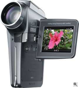 Sanyo's Xacti VPC-HD1 digital camera. Courtesy of Sony, with modifications by Michael R. Tomkins. Click for a bigger picture!