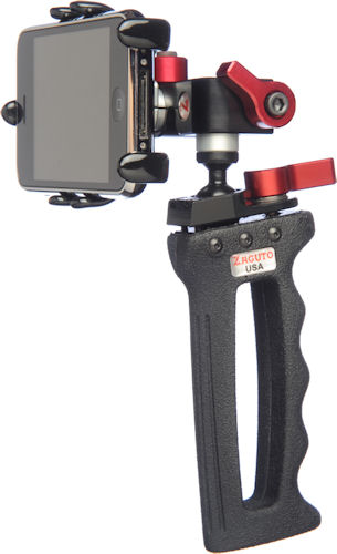Several views of Zacuto's Zgrip iPhone PRO handgrip rig. Photo provided by Zacuto USA. Click for a bigger picture!