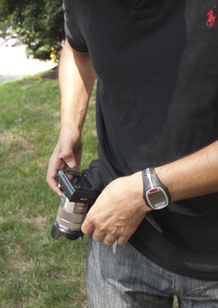 Using the Capture on a belt works well, but it was sometimes a pain to accomodate a camera in the way of my arms when walking.