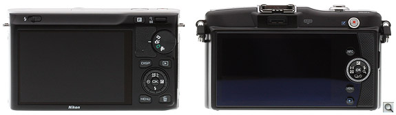 Nikon J1 vs Olympus E-PM1 Back