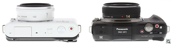 Nikon J1 vs Panasonic GF3 Top