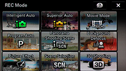 Sony TX200V menu system