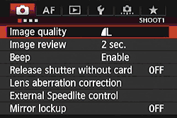 Canon EOS 5D Mark III menu