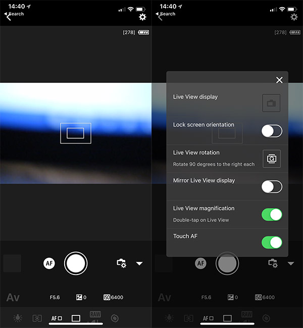 Canon M100 Review: Field Test -- Wireless Screenshot