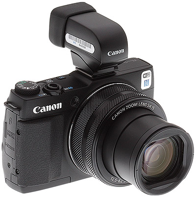 Canon G1 X Mark II Review -- Front right with EVF
