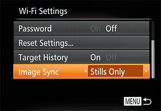 Canon S120 - front WiFi menu