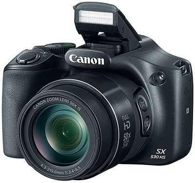 Canon SX530 Review -- 3/4 view with flash