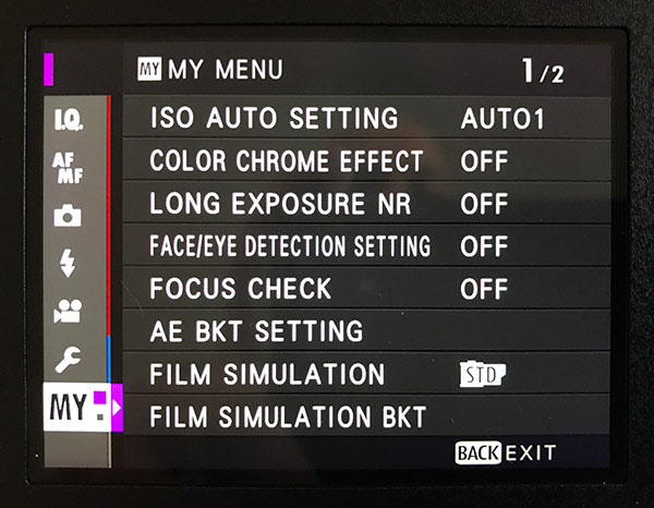 Fuji GFX Review: Field Test -- My Menu