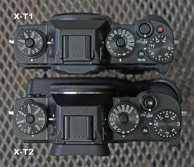 Fuji X-T2 vs X-T1 top