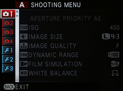 Fuji XF1 - menus