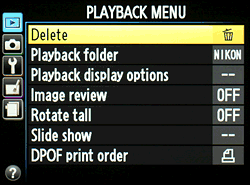 Nikon Coolpix A -- Main menu