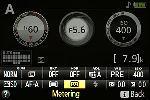 Nikon D5300 Review -- Info screen with Quick menu