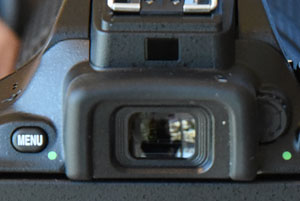 Nikon D5500 Review -- The optical viewfinder with eye proximity sensor directly above