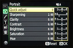 Nikon D5500 Review - portrait menu