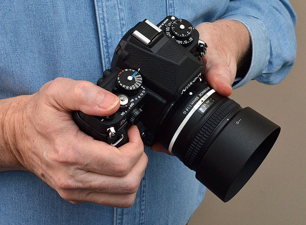 Nikon DF Review -- In-hand top quarter image