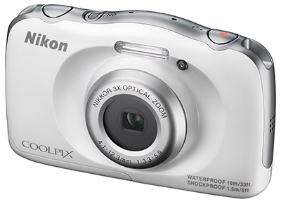 Nikon S33 Review -- front quarter view