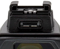 Olympus OM-D E-M1 review -- hot shoe with accessory port
