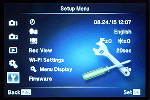 Olympus E-M10 II Review - menus