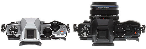 Olympus E-M10 Review - E-M10 vs E-M5 top view