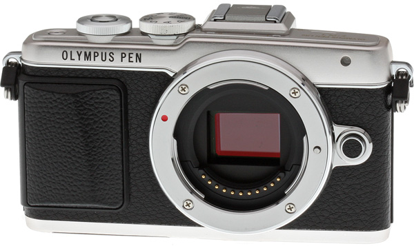 Olympus E-PL7 review -- front angled view