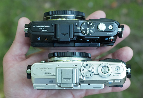 Olympus E-PL7 with the Olympus E-PL5 - top view