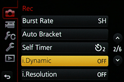 Panasonic GH3 review -- i-Dynamic menu