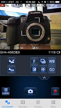 Panasonic GH4 Review - Wi-Fi App