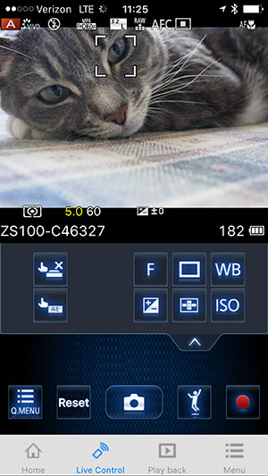Panasonic ZS100 Review: Field Test -- Wireless App Screenshot