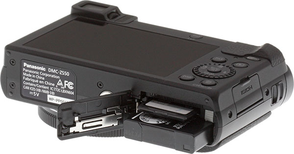 Panasonic ZS50 Review -- Battery and card compartment