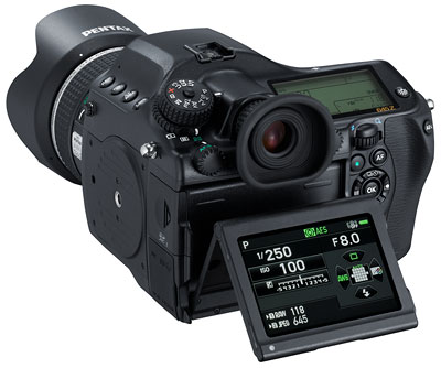 Pentax 645Z Review -- Rear quarter view with LCD extended