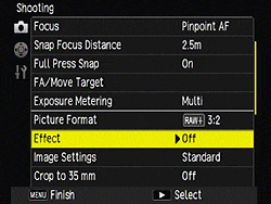 Ricoh GR review -- Effects menu