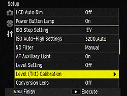 Ricoh GR review -- Level sensor