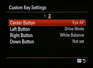 Sony A7 Review -- Center Button options