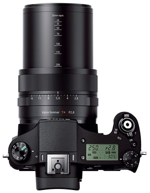 Sony RX10 Review -- Top with lens extended