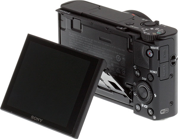 Sony RX100 III Review -- back 3/4 view, LCD tilted