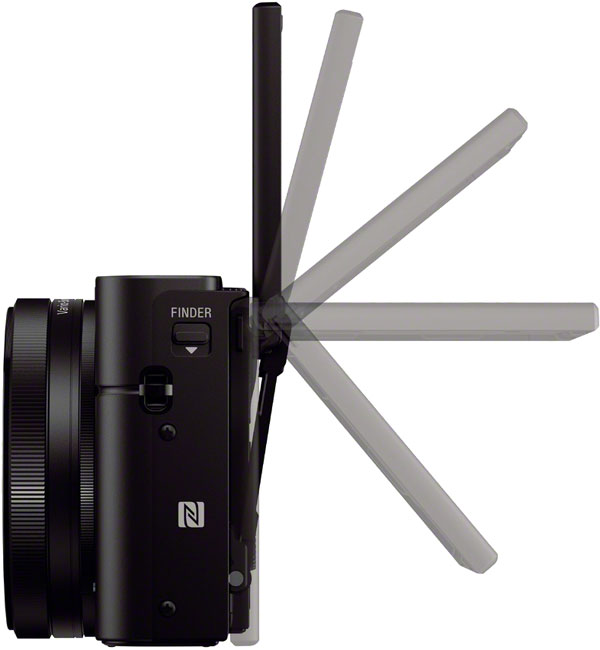 Sony RX100 III Review -- left view,  LCD articulating