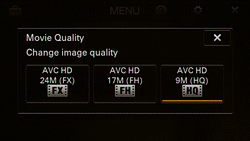 Sony TX30 -- menus