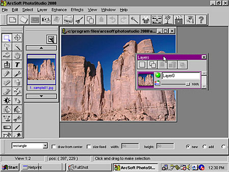 PhotoStudio Workarea and Moveable Palette
