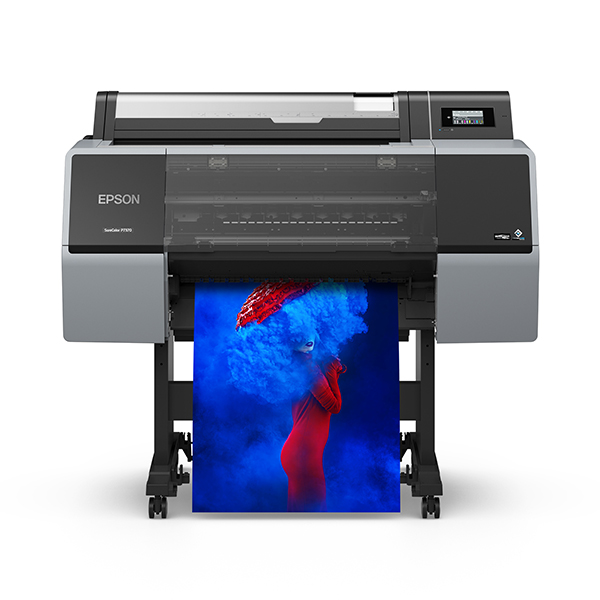 This is a photo of the front view of the Epson SureColor P7370 printer against a white background.