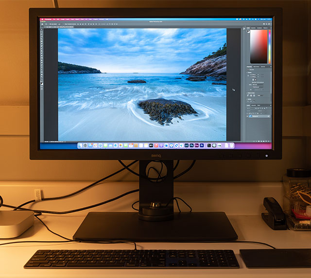 The BenQ SW271C displaying an image editing software