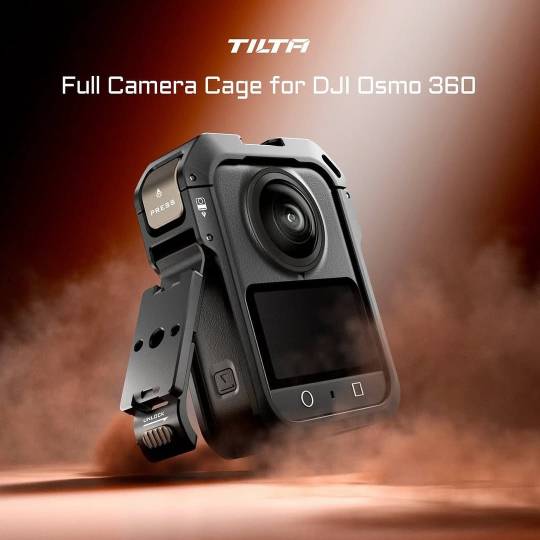 Titla's upcoming full camera cage for the DJI Osmo 360 announcement photo