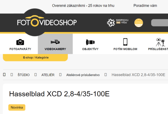 The listingfor the new Hasselblad new XCD 35&acirc;100mm f/2.8&acirc;4 from fotovideoshop